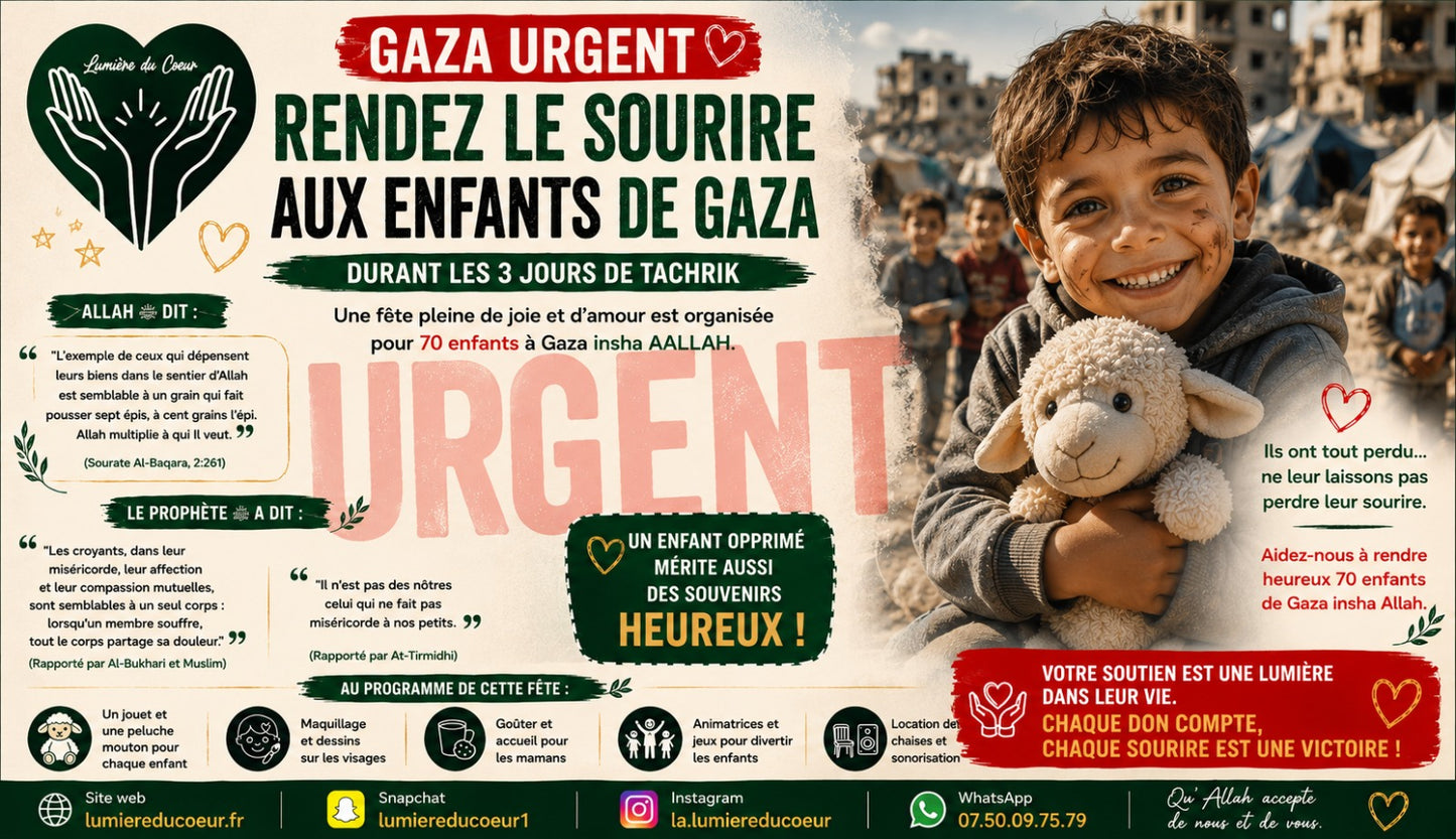 🌿 RENDEZ LES ENFANTS DE GAZA HEUREUX 🌿